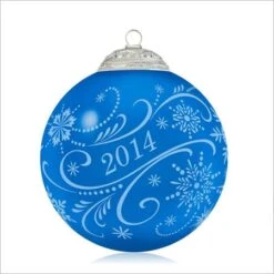2014 Christmas Commemorative 2nd Blue Glass Ball