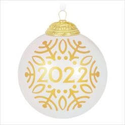 2022 Christmas Commemorative 10th White Glass Ball