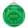 2015 Christmas Commemorative 3rd Green Glass Ball -Cheap Hallmark Store qx9197
