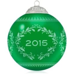 2015 Christmas Commemorative 3rd Green Glass Ball